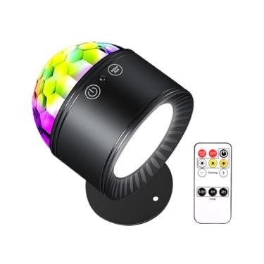 Imagem de Lâmpada montada na parede, arandela de bola de discoteca,Candeeiro de parede Candeeiro de parede para quarto - Controle remoto, luminária de parede de cabeça dupla, lâmpada de parede sem fio, iluminaç