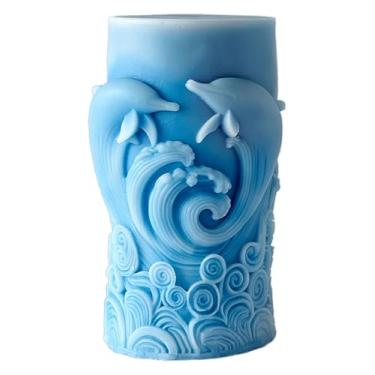Imagem de Vela cilíndrica animal oceano e molde de resina – moldes de silicone de fundição de resina para decoração de casa e fabricação de velas, molde espiral ondulado