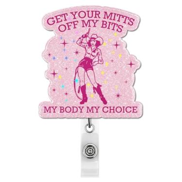 Imagem de Carretel de crachá feminino retrátil, My Body My Choice, porta-crachá com clipe jacaré para mulheres, funcionários de escritório, colegas de trabalho, amigas, irmã melhor amiga