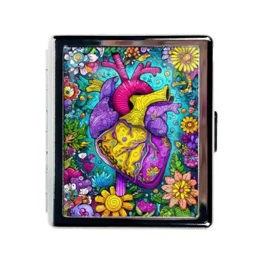 Imagem de Caixa organizadora de comprimidos de metal com espelho – Estojo cromado para comprimidos com 8 compartimentos, recipiente de viagem tamanho de bolso para vitaminas, idosos, uso diário (anatomia floral