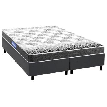Imagem de Cama Box Queen: Colchão Espuma Probel Guarda Costas Resistente + Base Crc Courano Gray(158X198)