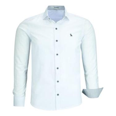 Imagem de Camisa Social Amil Masculina Slim Liso Fácil De Passar 1778, Branco, 4