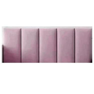 Imagem de Cabeceira Casal Deluxe Modulada Veludo Rosa Bms - Brilhos Mell Solf