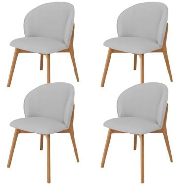 Imagem de Kit 04 Cadeiras de Jantar e Estar Living Estofada Mia L02 Linho Cinza - Lyam Decor