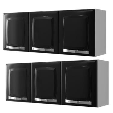 Imagem de Conjunto de armários de parede em aço com 105 cm, 2 peças — para cozinhas ou lavandarias modernas (PORTAS PRETA)