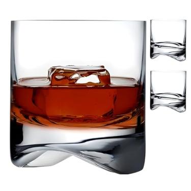 Imagem de NUDE Conjunto de 2 copos de uísque – Arco de 290 g copos de cristal sem chumbo para Whisky, Scotch e Bourbon – Base curvada, feito à mão, copos modernos de bar conjunto de presente de luxo