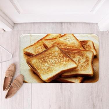 Imagem de Erosebridal Toast Tapetes de banheiro para crianças e adultos, tapetes de banho de pão torradas decoração de banheiro fofa, tapete de banho com tema de comida realista, presentes de aniversário