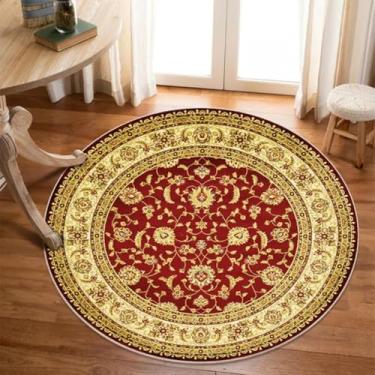 Imagem de Tapete redondo de luxo, lavável, para decoração de casa, ideal para quarto, sala de estar ou sala de jogos (160 cm / 62,9 pol.)
