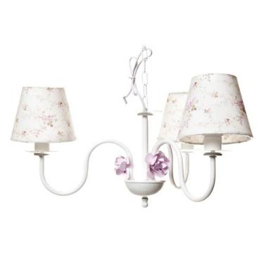 Imagem de Lustre 3L Simples 3 Flores P Rosa Quarto Bebê Infantil - Potinho de me