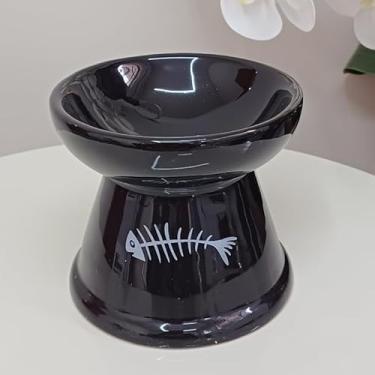 Imagem de kit 2 Comedouro Gato Luxo Bebedouro Cerâmica Função Cães Pratico Pet Orgânico(KIT 2 M/M PRETO COMD BEBED)