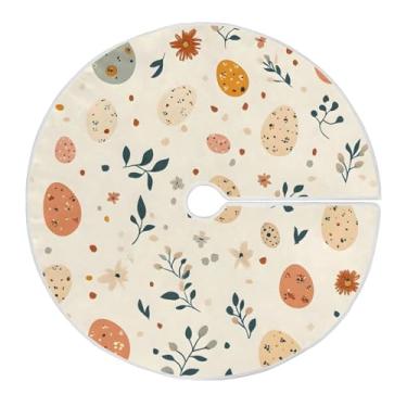 Imagem de GUIJI Saia de árvore de Natal com 2 ovos e galhos coloridos, tapete de cobertura de base de árvore grande de 120 cm - Decorações de Natal para ambientes internos e externos