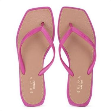 Imagem de Chinelo Brizza Arezzo Bico Quadrado Rosa e Marrom - Feminino-Feminino