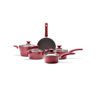 Imagem de Jogo de panelas em alumínio Brinox Optima 5 peças carmim