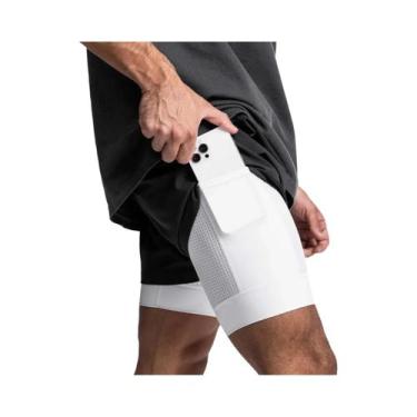 Imagem de Shorts Masculinos 2 Em 1 De Secagem Rápida E Respirável Para Academia,