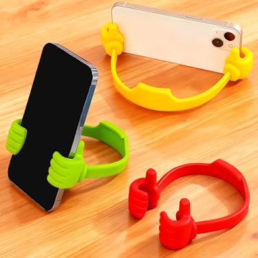 Imagem de 3 peças de suporte de celular, suporte de tablet para mesa, smartphone, celular, tablets, universal, ajustável, flexível, amarelo + verde + vermelho