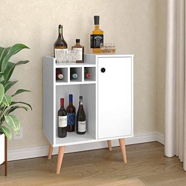 Imagem de Aparador Moderno Retrô com Adega e Porta Cantinho Sala Estar Pequeno Nala Branco - Lojas RPM
