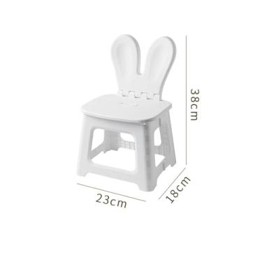 Imagem de Generic Banqueta Dobrável Banqueta Portátil Leve para Crianças, Dobrável Simples e Bonita para Decorações de Casa, Branca de Desenho Animado de Plástico para Crianças (Coelho M)