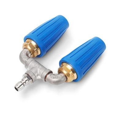 Imagem de Bocal turbo duplo para lavadora de pressão, cabeça de pulverização dupla rotativa de 360° com conector rápido de 1/10.2 cm, tamanho de orifício de 2,5, classificação de 2500–4000 PSI, taxa de fluxo de