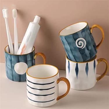 Imagem de Copo de escova de dentes de casal de 4 peças copo de enxaguante bucal copo de cerâmica para lavagem doméstica copo dental