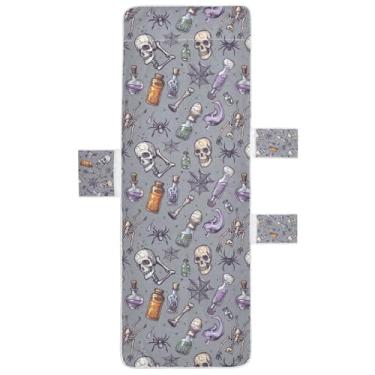 Imagem de STAYTOP Capa de toalha engraçada de caveira, capa macia para espreguiçadeira, capas de cadeira de praia com bolsos para jardim, pátio, pátio, banhos de sol, gramado, 215 x 76 cm