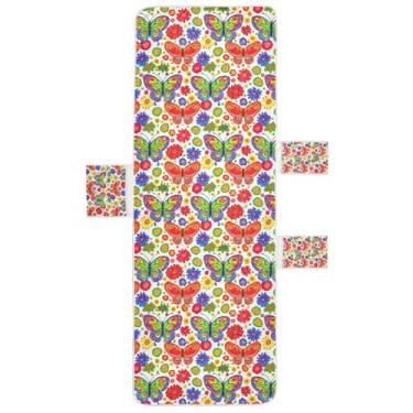 Imagem de STAYTOP Capa de toalha de cadeira de descanso, linda capa de espreguiçadeira macia de borboleta estilo mandala, capas de cadeira de praia com bolsos para jardim ao ar livre, pátio, pátio, banhos de