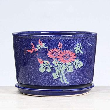 Imagem de uhyOHF Vaso de flores de cerâmica estilo chinês bonsai recipientes de cacto plantador de jardim varanda decoração de mesa ornamentos artesanato criativo interior planta verde carnuda vaso de mesa