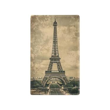 Imagem de CEBUGI Placa de cobertura de interruptor de luz vintage Torre Eiffel frente e verso capas de tomada inquebrável para placa de parede tamanho padrão 11 x 6 cm