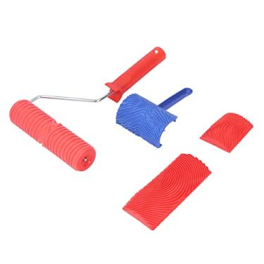 Imagem de Garosa Conjunto de Ferramentas de Granulação de Madeira, 5 Peças de Rolo de Borracha para Pintura Padrão de Madeira Diy Em Paredes, Pisos, Decks de Móveis, Alça ABS Incluída