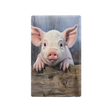 Imagem de Wassud Placa de cobertura de interruptor de luz de porco fofo, capas de tomadas duplex, placa de parede, decoração de casa, sala de estar, quarto, decoração