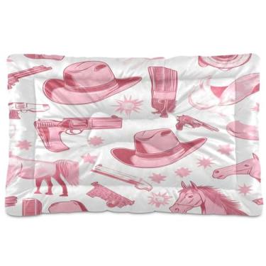 Imagem de STAYTOP Tapete de cama para animais de estimação com chapéu de cowboy norte-americano e caixa de arma, tapete macio e fofo para cães, gatos, tapete de transporte para cães, gatos, 61 x 45 cm