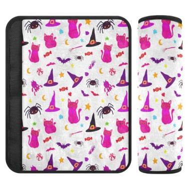 Imagem de Burbuja Capa para cinto de segurança de carro Halloween Elements Protetor de cinto de segurança de carro macio confortável para alça de ombro de assento, 1 par pequeno