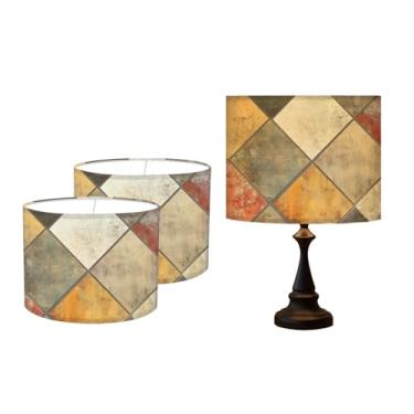 Imagem de Abajur de mesa, 33 cm L x 25 cm A impressão HD geométrico floral deixa abajur de mármore, abajures, decoração moderna de abajur para lâmpadas de mesa e chão (grade, 33 cm L x 25 cm A)