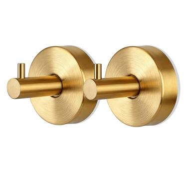 Imagem de Schine Ganchos dourados com ventosa, cabide de guirlanda de Natal resistente para porta da frente, gancho de toalha de banho sem broca para vidro, espelho e janela, pacote com 2 - dourado
