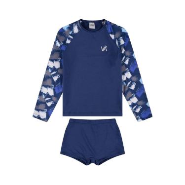 Imagem de Conjunto Infantil Manga Longa UV 50+ Summer Marinho-Masculino