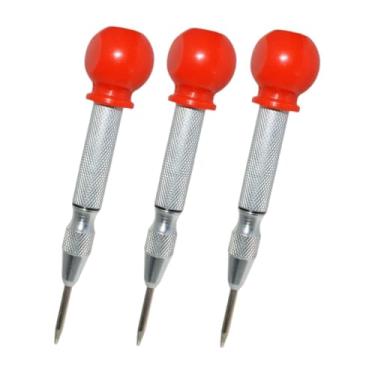 Imagem de Generic Conjunto de 3 Punções de Centro Automáticas Premium com Ponta de aço, Punção de Centro Leve com Mola de 5 polegadas para Madeira e Couro