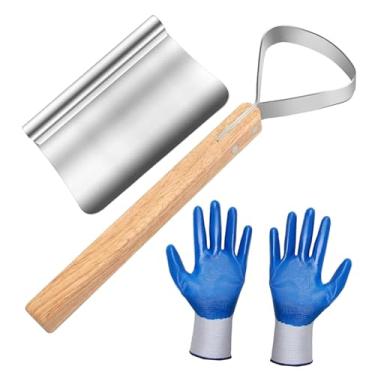 Imagem de FytStycale Faca Ergonômica para Raspar Pelos de Porco, com Luvas, Feita de aço Inoxidável, para açougue de Fazenda.