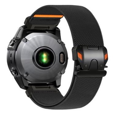 Imagem de Zspoly Pulseira elástica de nylon de 26 mm para Garmin Fenix 8 51 mm/6x/5x/7x, pulseira de tecido macio com estilo mecânico Bracelete de fecho de pára-quedas para Garmin Fenix 5X Plus/6X Pro/3/3/3 HR