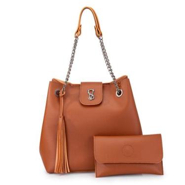Imagem de Bolsa feminina Grande de Ombro 2 Peças - Duarts, Caramelo