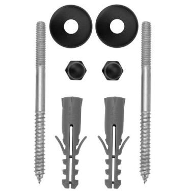 Imagem de Kit Parafuso Inox Black/Preto 12mm Fixação Vaso Sanitário - Modelar