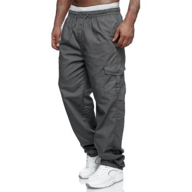 Imagem de Calças cargo, descontraídas, esportivas, calças de moletom, cinza, 4GG