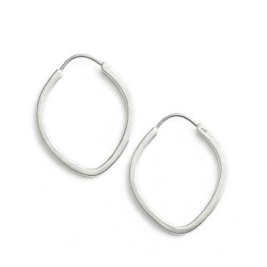 Imagem de Brinco Prata 925 Argola Oval Feminina 2cm Fio Quadrado - Princesa das 