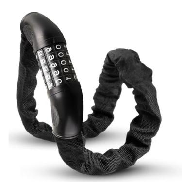Imagem de Cadeado de Bicicleta Solviva com Cadeado de 5 Dígitos – Corrente Antifurto de Alta Segurança, 80 cm, 6 mm de Espessura, Sem Chave, Ideal para Bicicletas, Motos, Patinetes, Portas e Portões