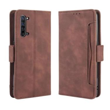 Imagem de Capa para OPPO Find X2 Lite,Retro magnético Flip Case,Design de carteira de couro PU com slots de cartão removíveis -Brown