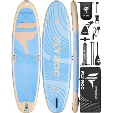 Imagem de Flyroc Prancha de remo inflável extra larga de 11'*35, prancha de remo estável para ioga, prancha de stand up paddle para adultos, deck de eva completo antiderrapante, 5 alças, mochila de 10