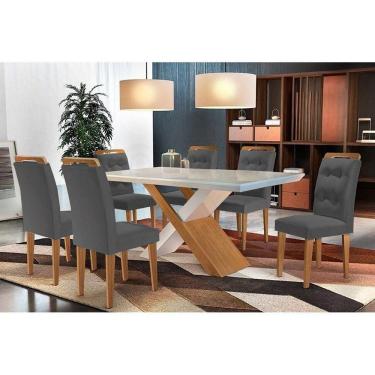 Imagem de Sala De Jantar Completa Imperatriz Tampo Madeirado C- Vidro Canto Reto 180x90cm E 6 Cadeiras Imperatriz Imbuia-grafite - Rufato