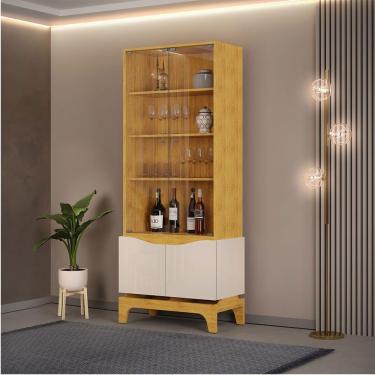 Imagem de Cristaleira Nice Com 2 Portas De Vidro Dj Moveis Cedro Com Off White