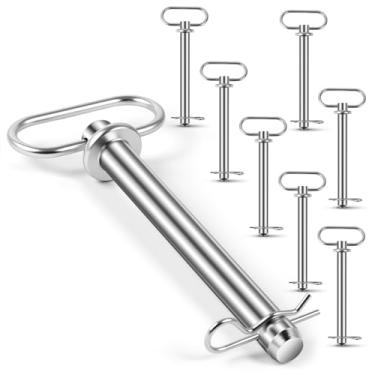 Imagem de MorningRo Pinos de engate e clipe de engate de 3/4 x 6 1/4 polegadas Pino de manilha com alças Acessórios de trator para tratores de reboque, trailer, caminhão, cortador de grama de caminhão, barco