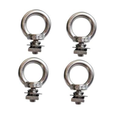 Imagem de JicSuXi Conjunto de 2 Parafusos Olhal, Parafusos T e Porcas Olhal para Fixação de Cordas Elásticas em Bagageiros de Teto - Acessórios para Veículos em aço, 4 Peças
