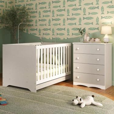 Imagem de Berço Americano 3 Em 1 Com Cômoda 4 Gavetas Realeza Multimóveis MP4689 Branco-off White