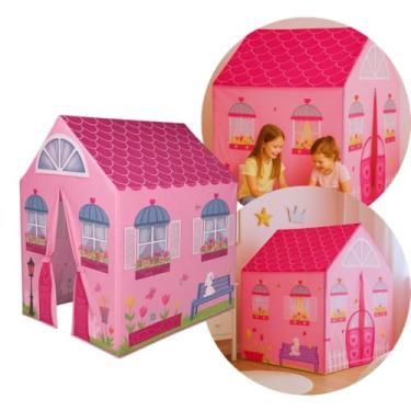 Imagem de Barraca Castelo das Princesas Rosa, Tenda Infantil Dobrável com Estrutura Flexível, medidas: 102x72x95 cm, para Crianças Acima de 3 Anos